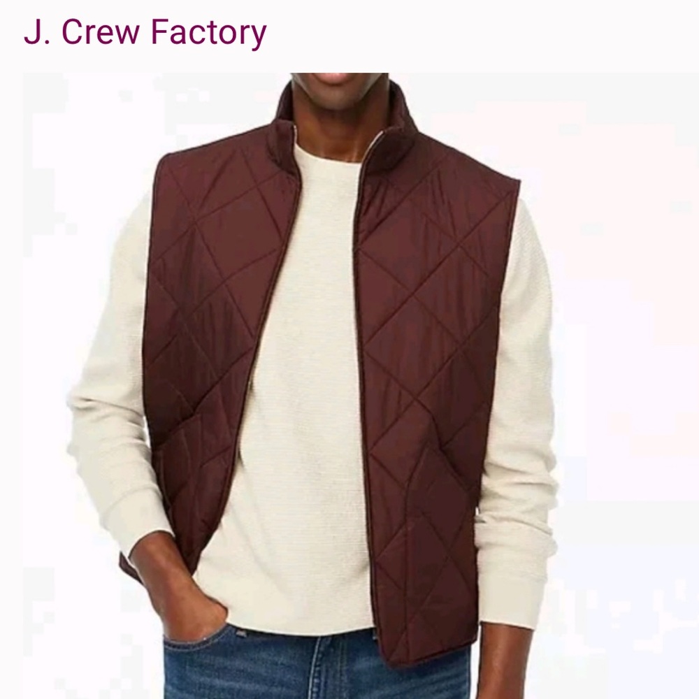 J. Crew Quilted Walker Vest Authentic Outerwear, Men's Size M, Dark Red